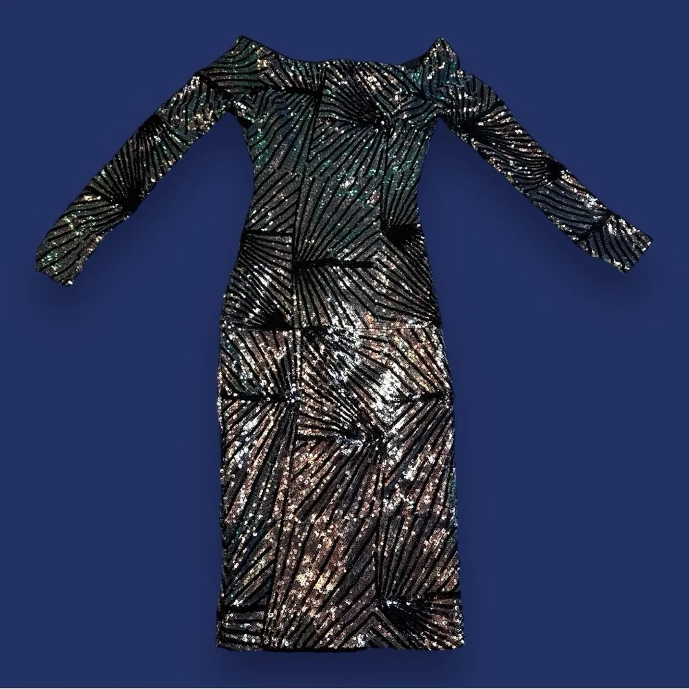 🎉HP🎉 EUC (worn once) Ricarica Sequin Off The Shoulder Midi Dress. 💃 Size Small - Picture 4 of 13